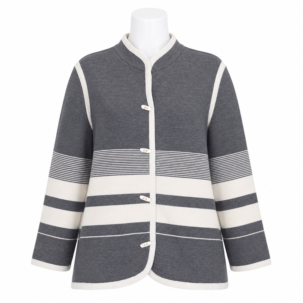 Butte Knit‎ Striped Knit Jacket Size S Gray Mod Minimalist Coastal Grandmacore